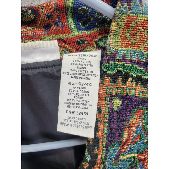 White Stag Jacket Art Deco‎ Style Tapestry Blazer Oversized Coat Sz 24 - Picture 5 of 16